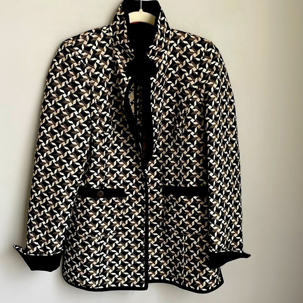 Nina Mclemore Geo Print Wool Blend Blazer Size 00.